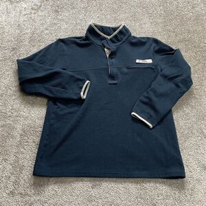 Columbia Active Jacket Mens XXL Medium 1/4 Zip Pockets Navy Blue PFG Fleece Logo